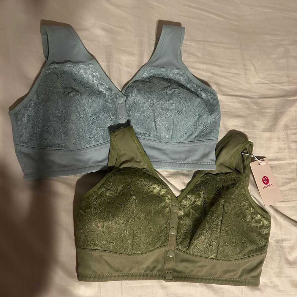Women's Lace Bralette Set - Blue and Green